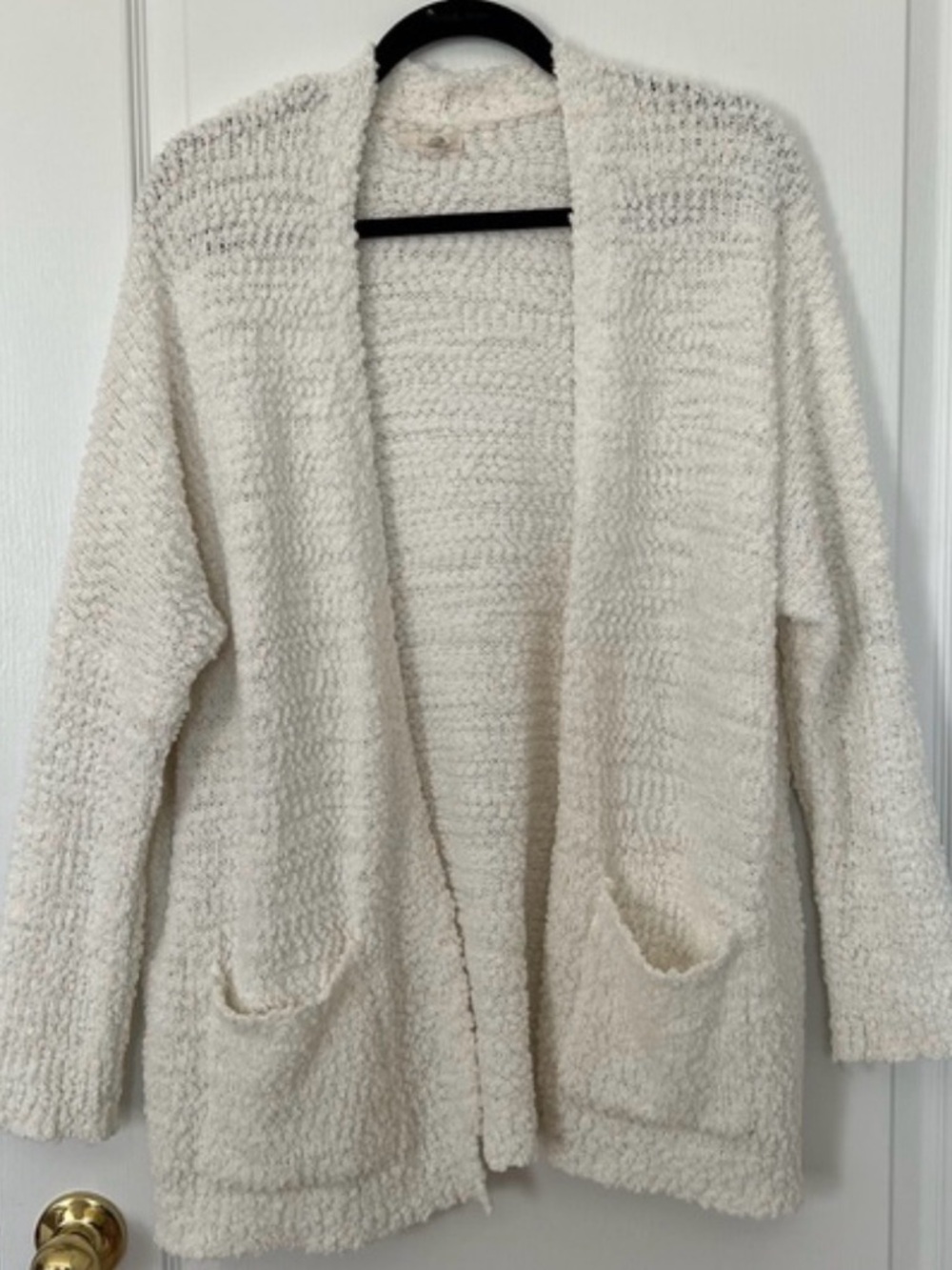 Cupio Cream Open-Front Knit Cardigan with Pockets